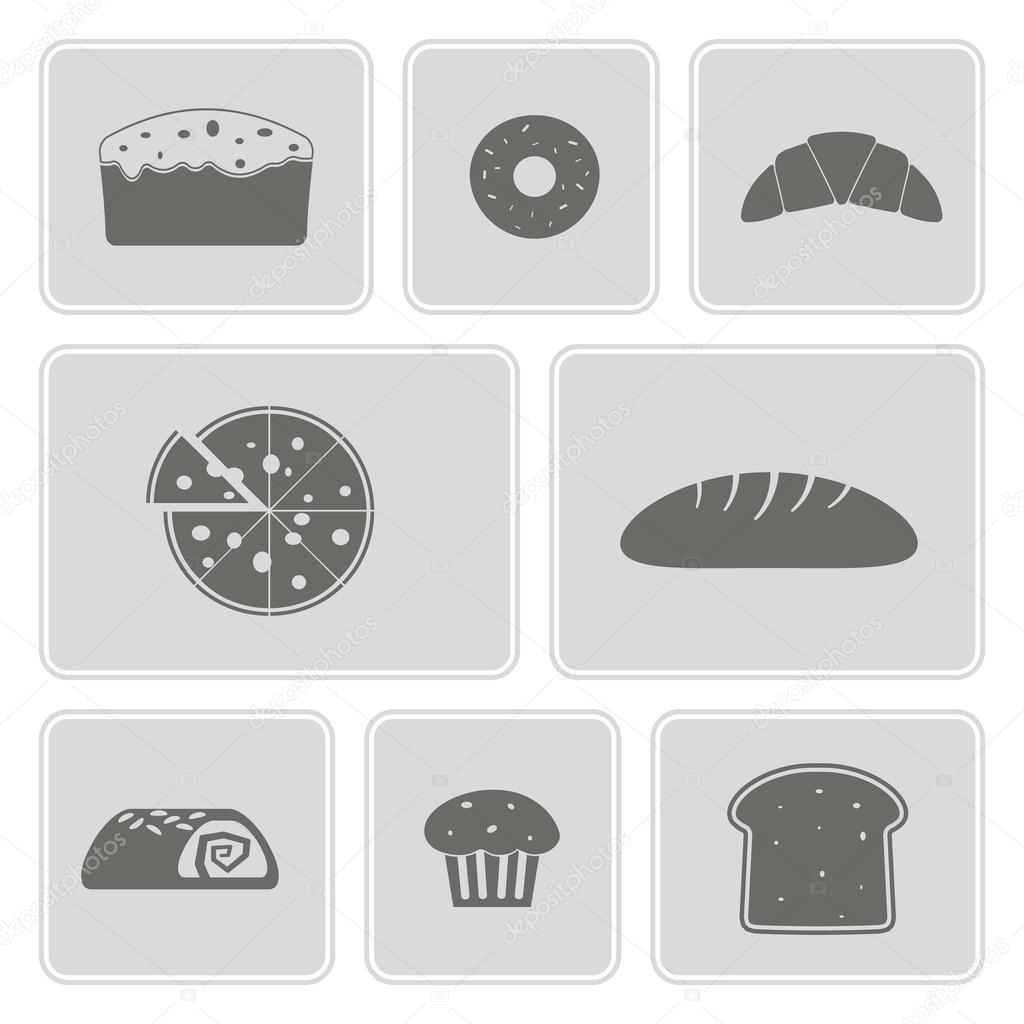 Set of monochrome icons with baking for your design