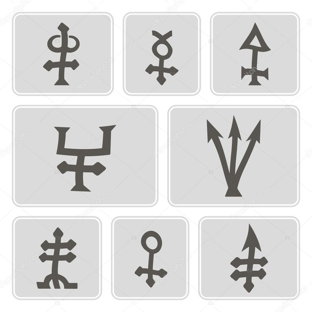 Set of monochrome icons with alchemical symbols for your design