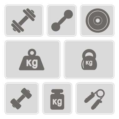Set of monochrome icons with weight