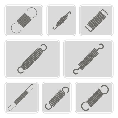 온천과 흑백 아이콘 세트