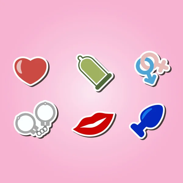 Conjunto de iconos de color con símbolos sexuales — Archivo Imágenes Vectoriales