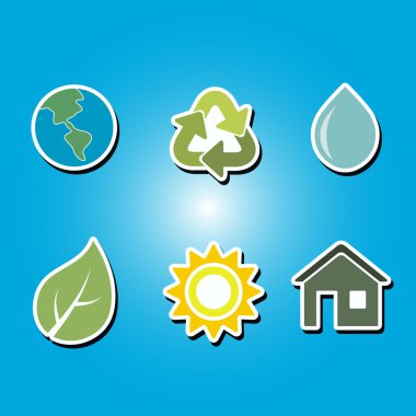 Ekoloji sembolleri ile renk simge kümesi