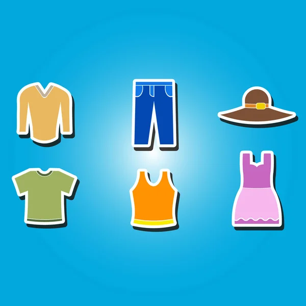 Conjunto de iconos de color con prendas — Vector de stock