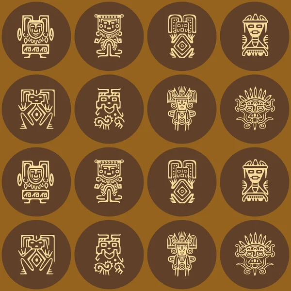 Seamless background with American Indians relics dingbats characters — Stock Vector