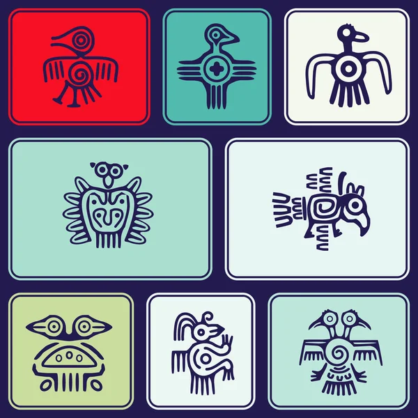 Seamless background with American Indians relics dingbats characters — Stock Vector