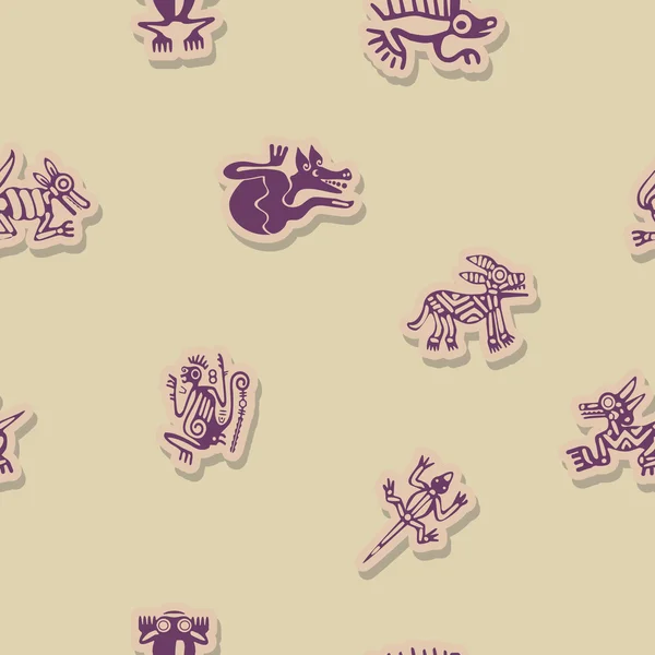 Fond sans couture avec des Indiens d'Amérique reliques dingbats personnages — Image vectorielle