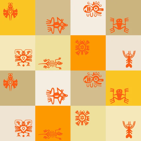 Seamless background with American Indians relics dingbats characters — Stock Vector