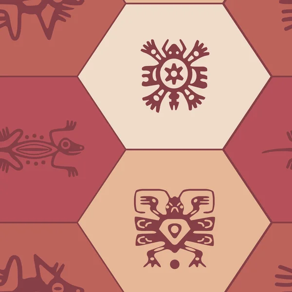 シームレスな背景とアメリカ ・ インディアン遺物飾り文字 — ストックベクタ