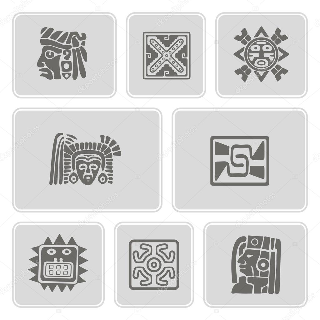 set of monochrome icons with American Indians relics dingbats characters(part 8)