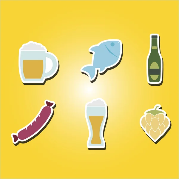 Conjunto de iconos de color con símbolos de producción y consumo de cerveza — Vector de stock