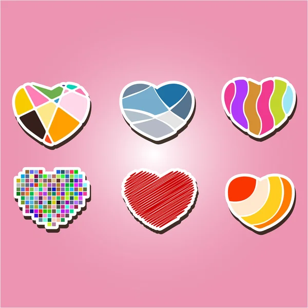 Conjunto de iconos de color con corazones — Archivo Imágenes Vectoriales