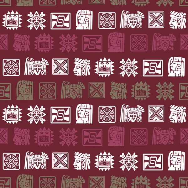 Fond sans couture avec des Indiens d'Amérique reliques dingbats personnages — Image vectorielle