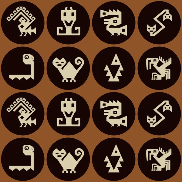 Seamless background with American Indians relics dingbats characters — Stock Vector