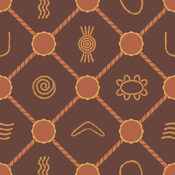 Fond sans couture avec des symboles de l'art aborigène australien — Image vectorielle