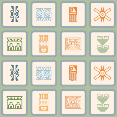 Seamless background with American Indians relics dingbats characters clipart