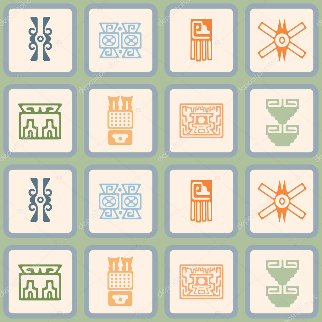 Seamless background with American Indians relics dingbats characters