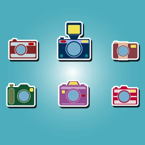 Set of color icons with photo camera symbols — Stock Vector