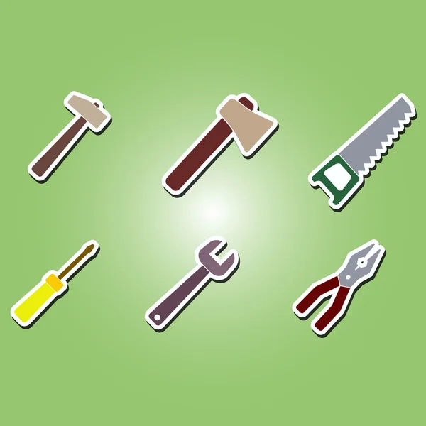 Set of color icons with building tools — Stock Vector