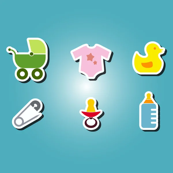 Set of color icons with  baby stuff — Stock Vector