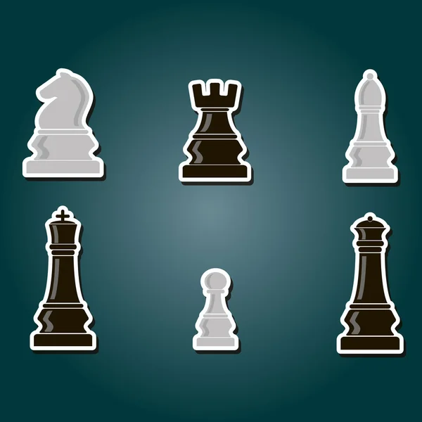 Set di icone a colori con pezzi di scacchi — Vettoriale Stock