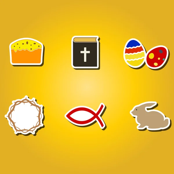 Conjunto de iconos de color con símbolos de Pascua — Archivo Imágenes Vectoriales