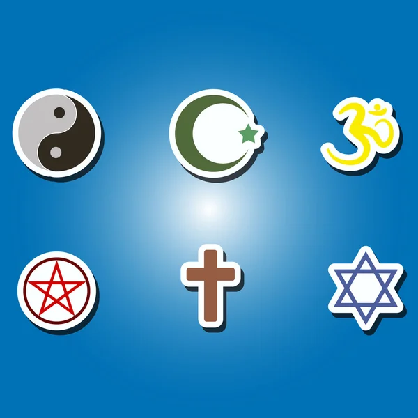 Zestaw kolorów ikon z symboli religijnych — Wektor stockowy