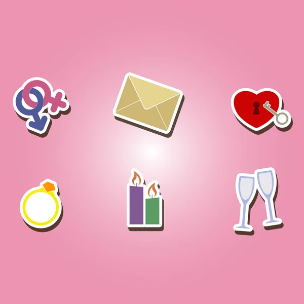 Conjunto de ícones de cor com tema de casamento —  Vetores de Stock