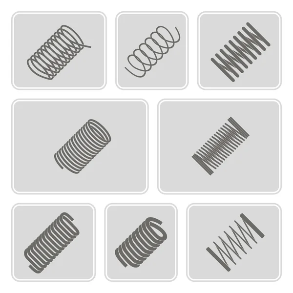 Conjunto de iconos monocromáticos con resortes — Archivo Imágenes Vectoriales