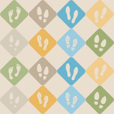 Ayak ve ayakkabı izi simgeleri ile sorunsuz arka plan