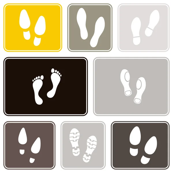 Seamless background with footprints and shoeprint icons — Stock Vector