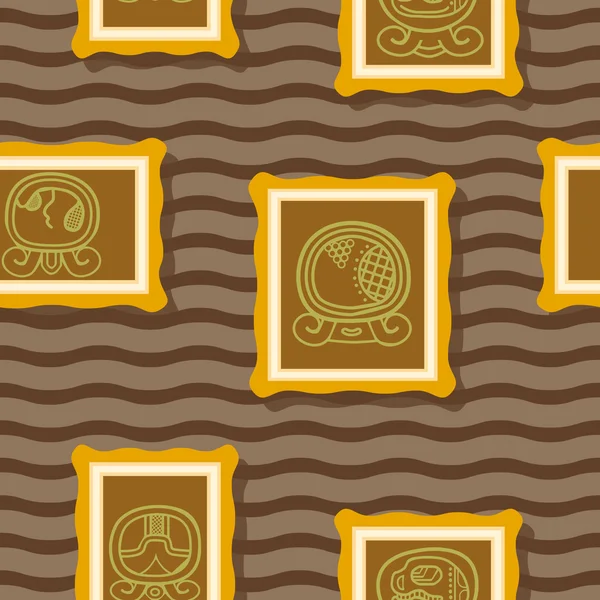 Bezszwowe tło z kalendarza Majów o nazwie dni i skojarzone glify — Wektor stockowy