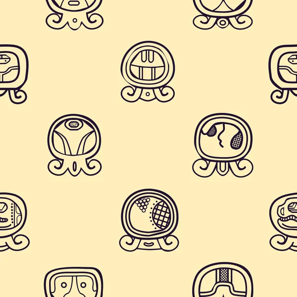 Fondo sin costuras con calendario Maya días nombrados y glifos asociados — Archivo Imágenes Vectoriales