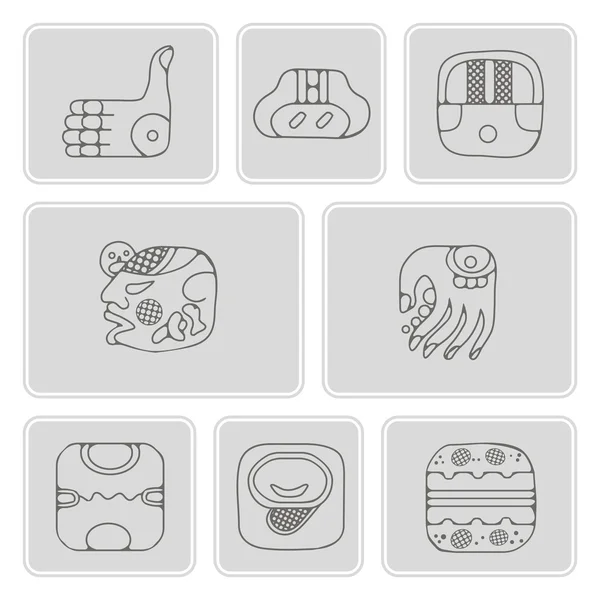 Set of monochrome icons with American Indians relics dingbats characters (part 14) — Stock Vector