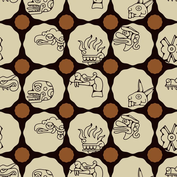 Seamless background with Aztec calendar Day glyphs — Stok Vektör