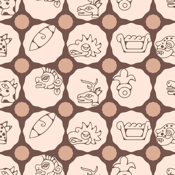 Seamless background with Aztec calendar Day glyphs — ストックベクタ