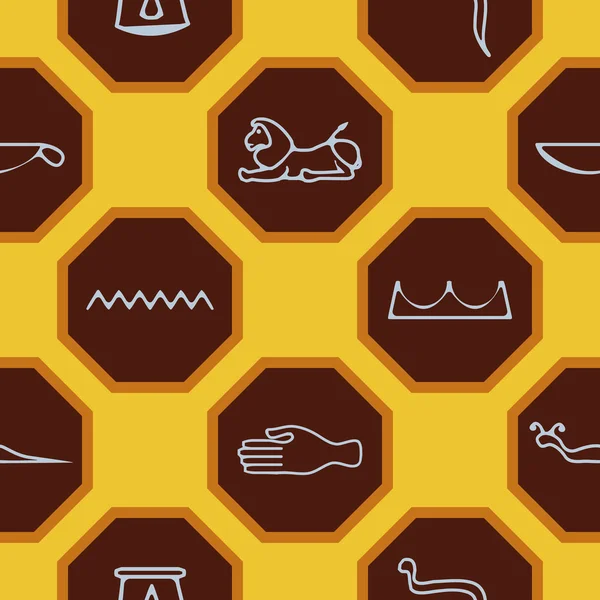 Nahtloser Hintergrund mit ägyptischen Hieroglyphen — Stockvektor