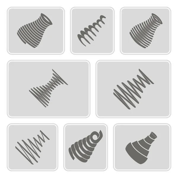 Set of monochrome icons with Springs — Stock Vector