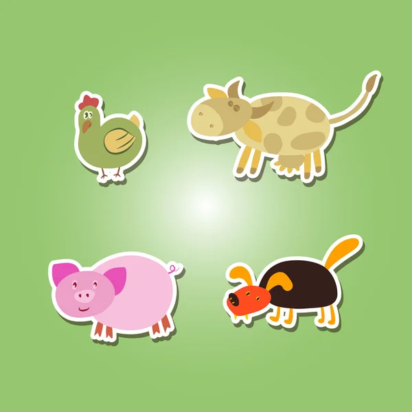 Zestaw kolorów ikon z zwierzę dzieci rysunek — Wektor stockowy