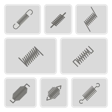 온천과 흑백 아이콘 세트