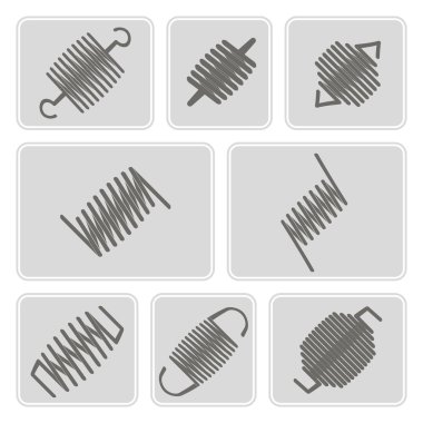 온천과 흑백 아이콘 세트