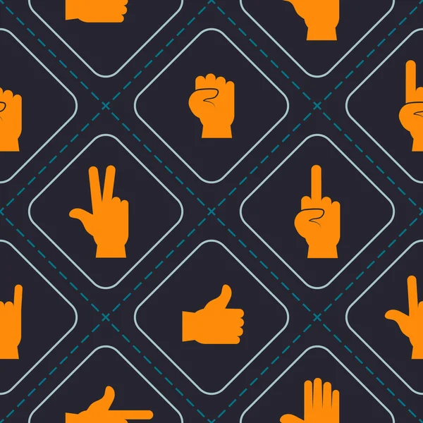 Fond sans couture avec les mains et les icônes doigt — Image vectorielle