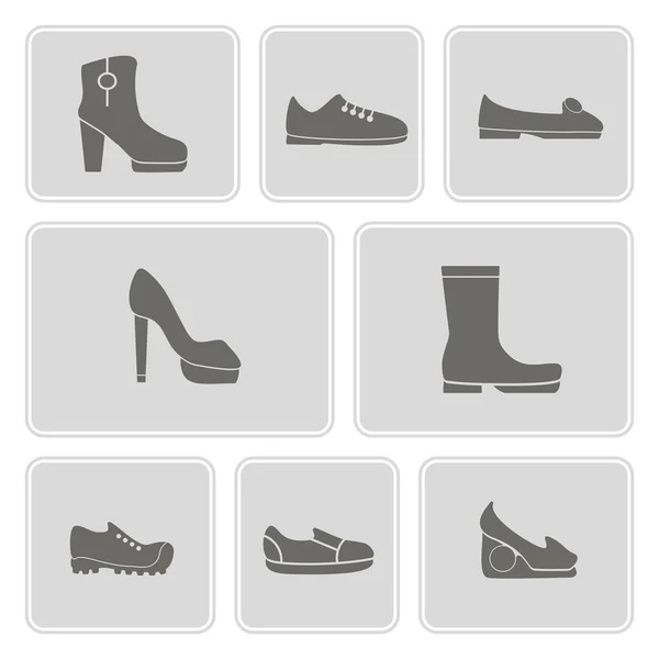 Set of monochrome icons with shoes — Stock Vector