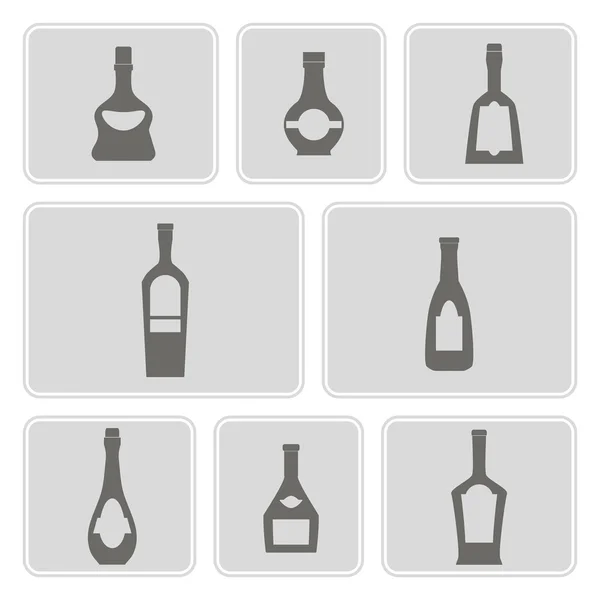 Conjunto de iconos monocromáticos con botellas — Vector de stock