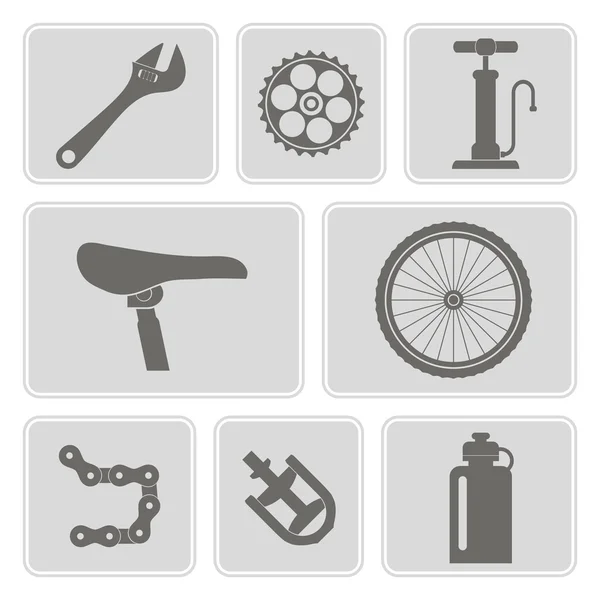 Conjunto de ícones monocromáticos com bicicleta — Vetor de Stock