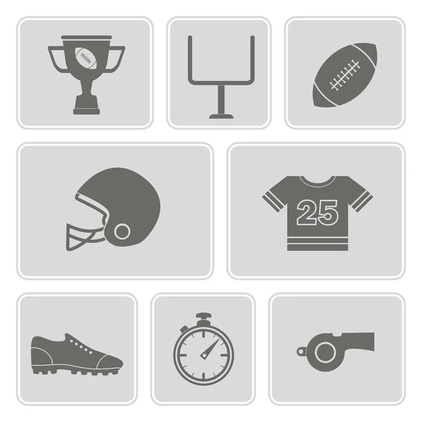 Zwart-wit met Amerikaanse Voetbal pictogrammen instellen — Stockvector
