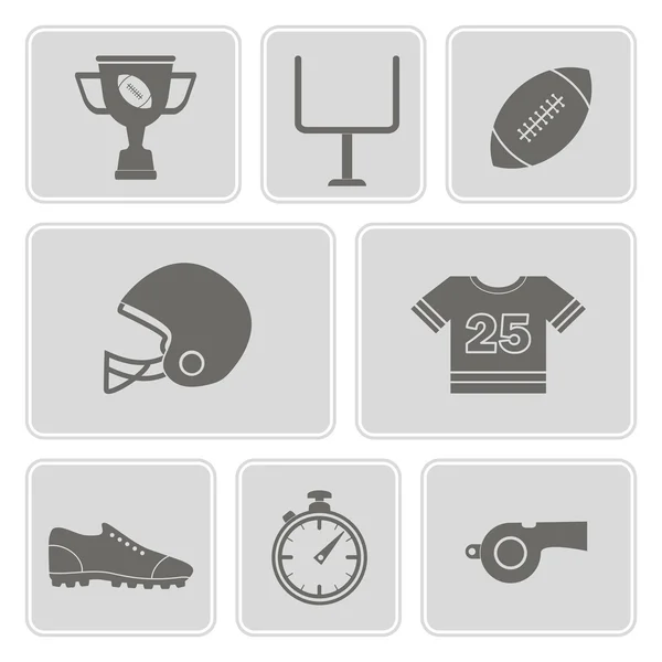 Tek renkli ile Amerikan futbolu Icons set — Stok Vektör