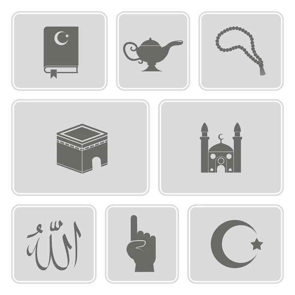 Monochrome set with islamic icons — Stock Vector