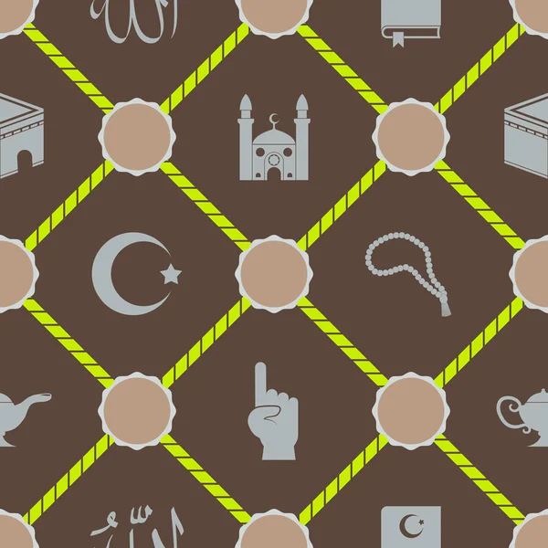 Seamless background with islamic icons — Stock Vector