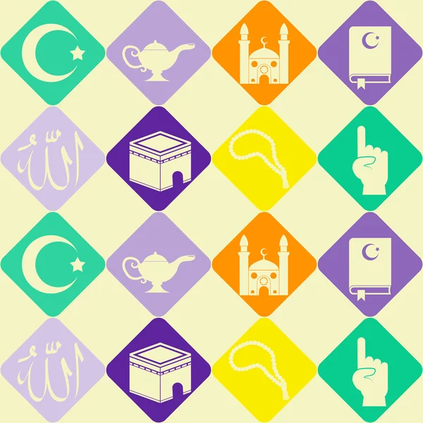 Nahtloser Hintergrund mit islamischen Symbolen — Stockvektor