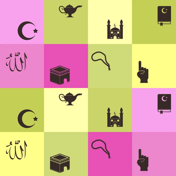 Seamless background with islamic icons — Stock Vector